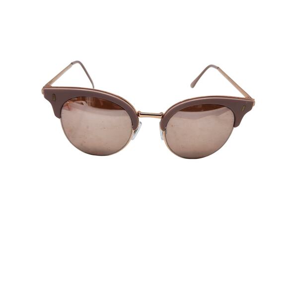 Metal Polarized Sunglasses Shiny Rose Gold Glass Drivers Round Gradient Lenses - Picture 1 of 6